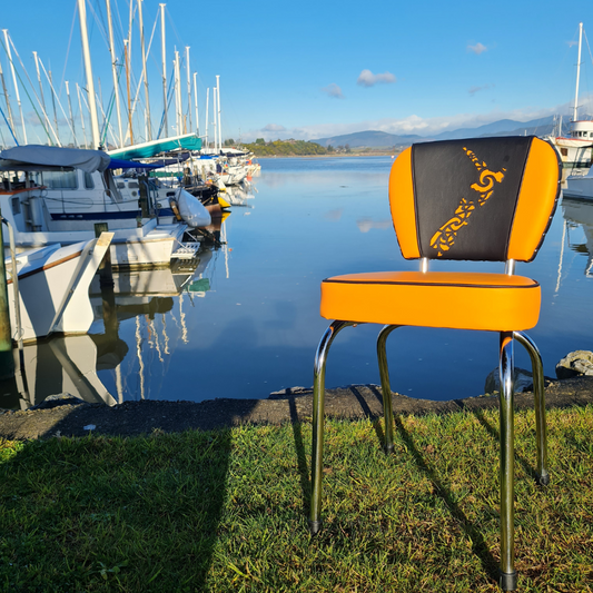 Retro Kitchen Chair - Map of NZ tribal design
