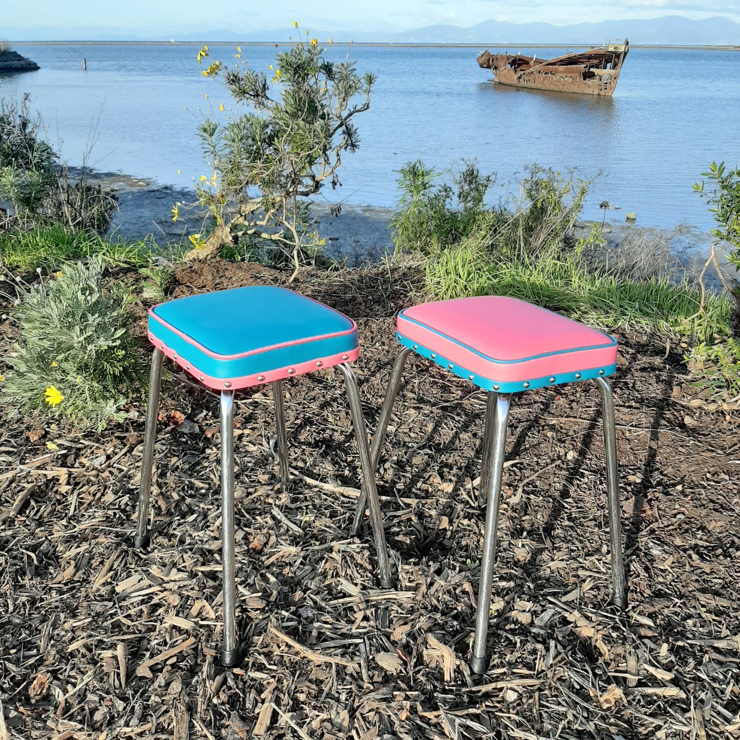 Retro Chrome Stool - Seat