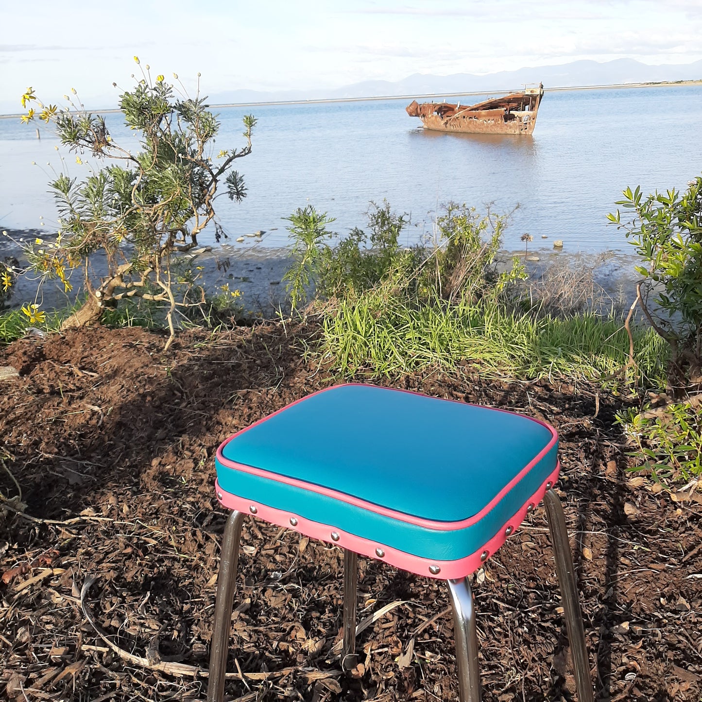 Retro Chrome Stool - Seat
