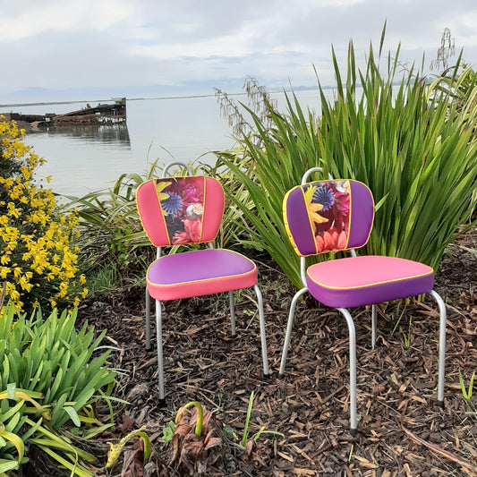 Retro Kitchen Chairs with floral photo velvet