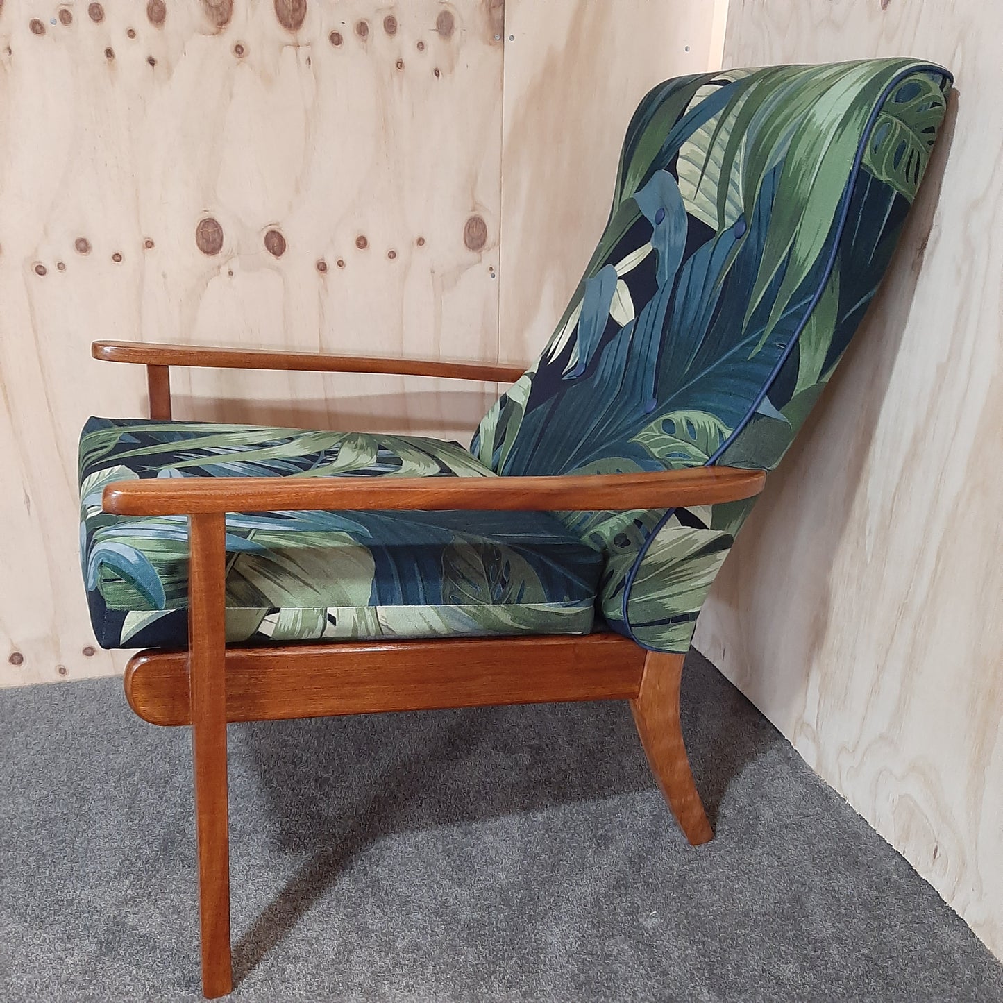 2 Mid Century Armchairs - Morgan - Botanic Fabric
