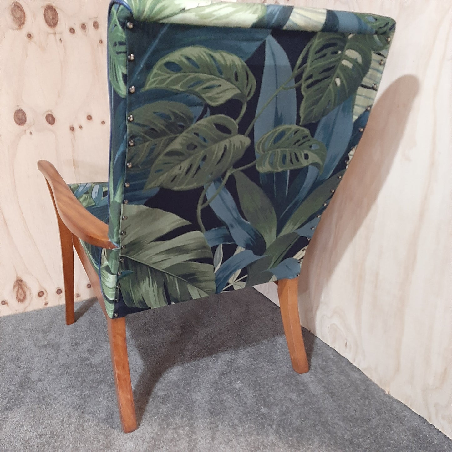 2 Mid Century Armchairs - Morgan - Botanic Fabric