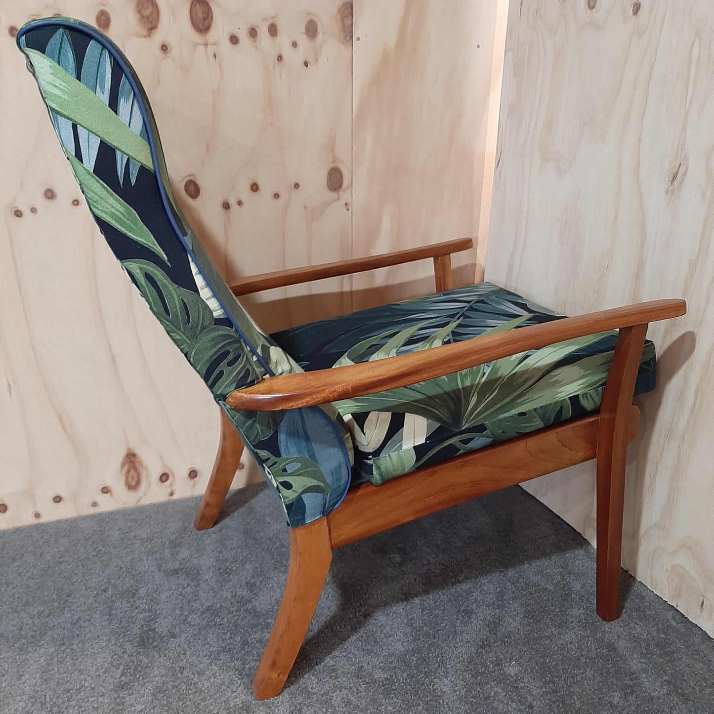 2 Mid Century Armchairs - Morgan - Botanic Fabric