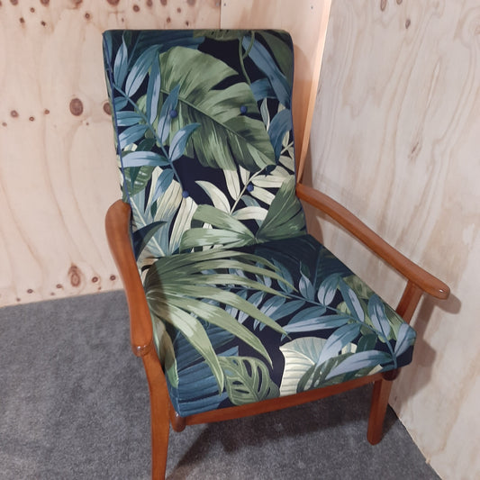 2 Mid Century Armchairs - Morgan -  Botanic Fabric