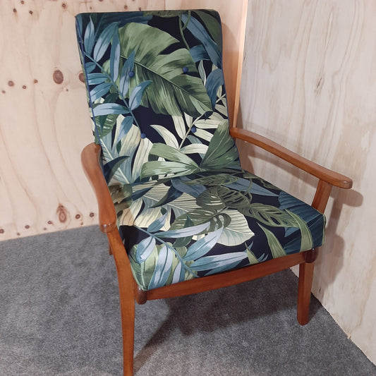 2 Mid Century Armchairs - Morgan -  Botanic Fabric