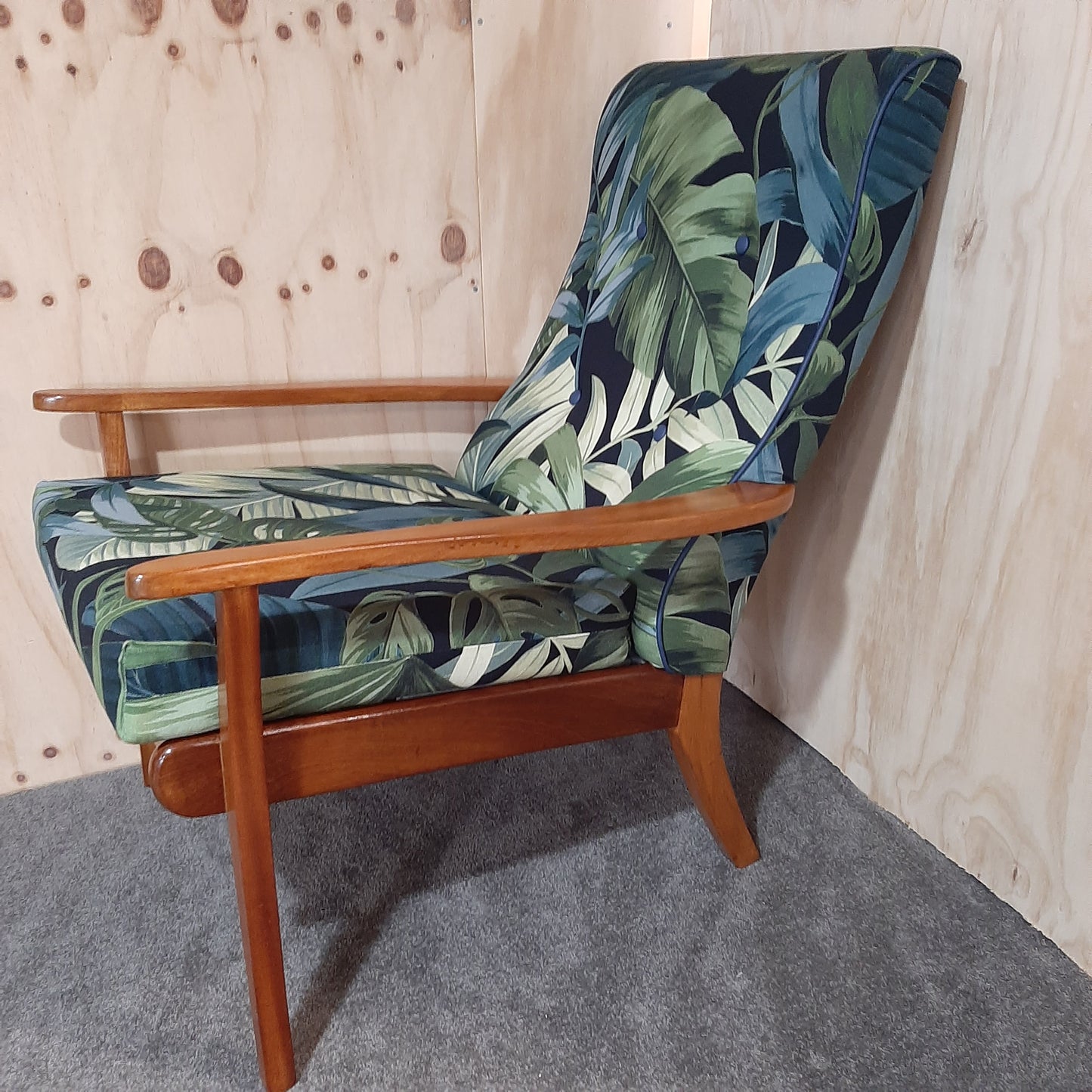 2 Mid Century Armchairs - Morgan - Botanic Fabric