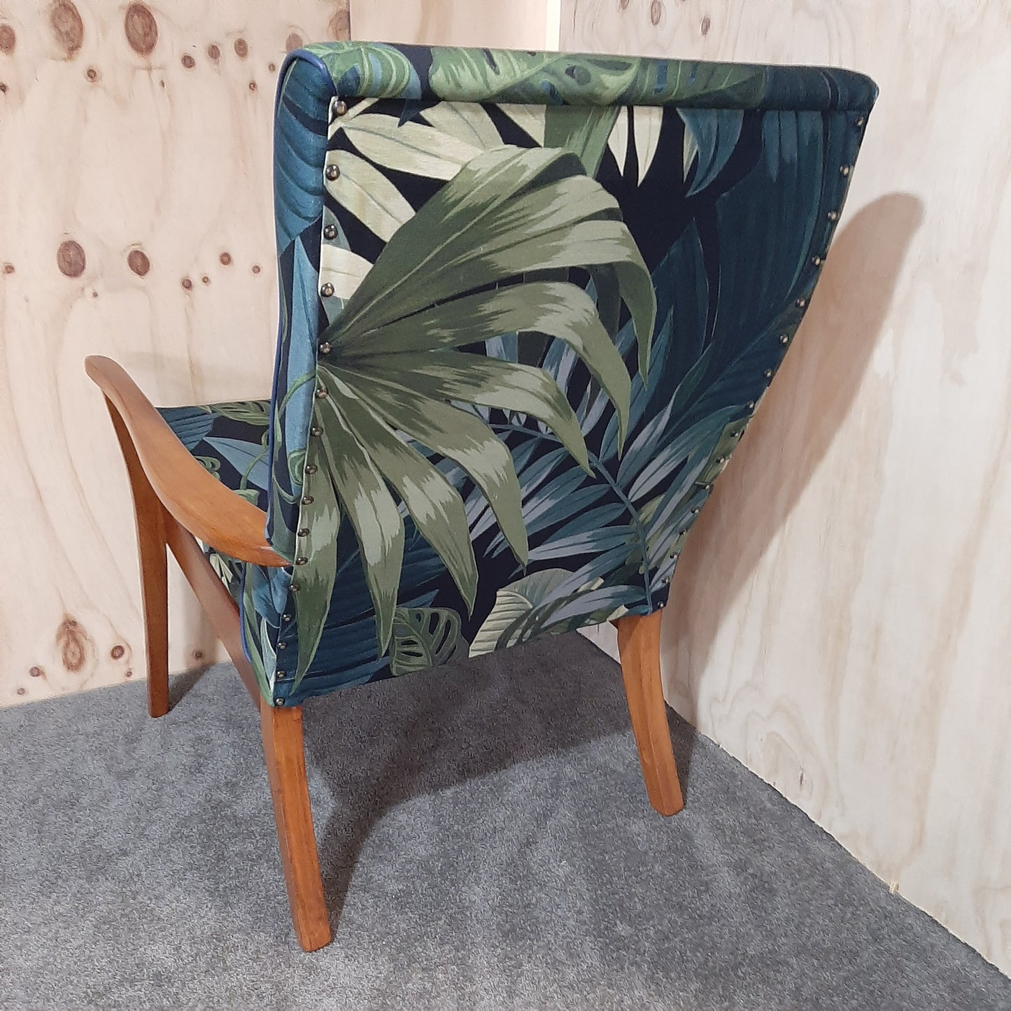 2 Mid Century Armchairs - Morgan - Botanic Fabric