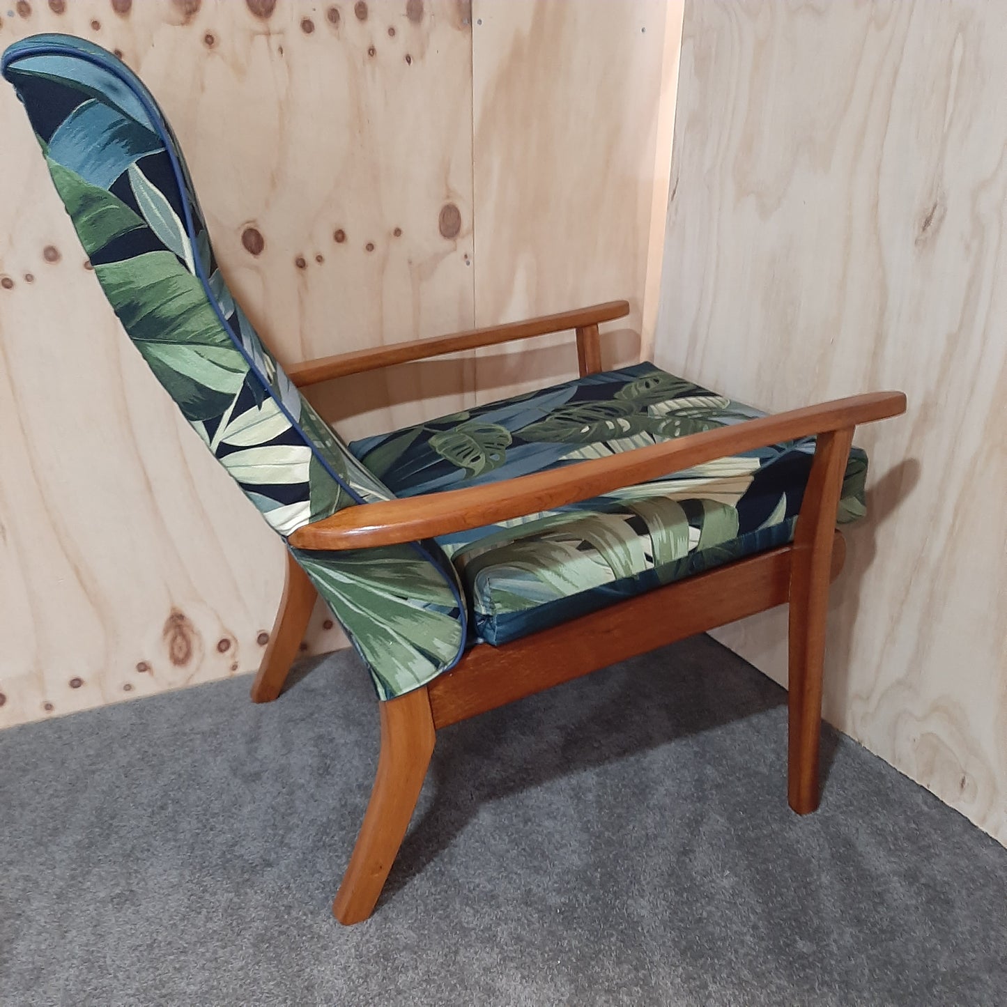 2 Mid Century Armchairs - Morgan - Botanic Fabric