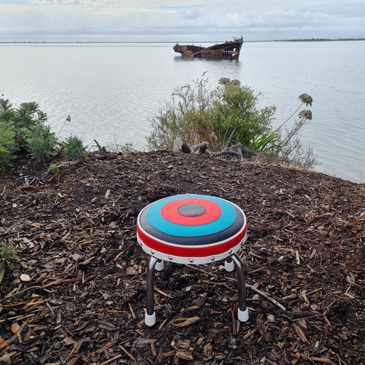 Retro Chrome Footstool Stool - Low kids seat