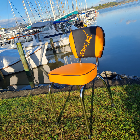 Retro Kitchen Chair - Map of NZ tribal design