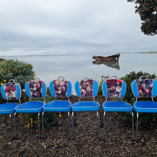 Retro Kitchen Chair's- Flower bomb set of 6