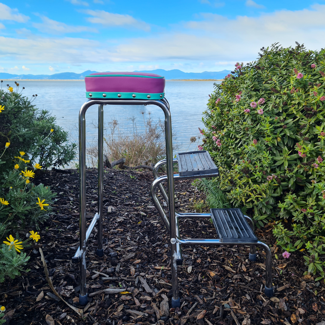 Retro Chrome Step Stool - Seat