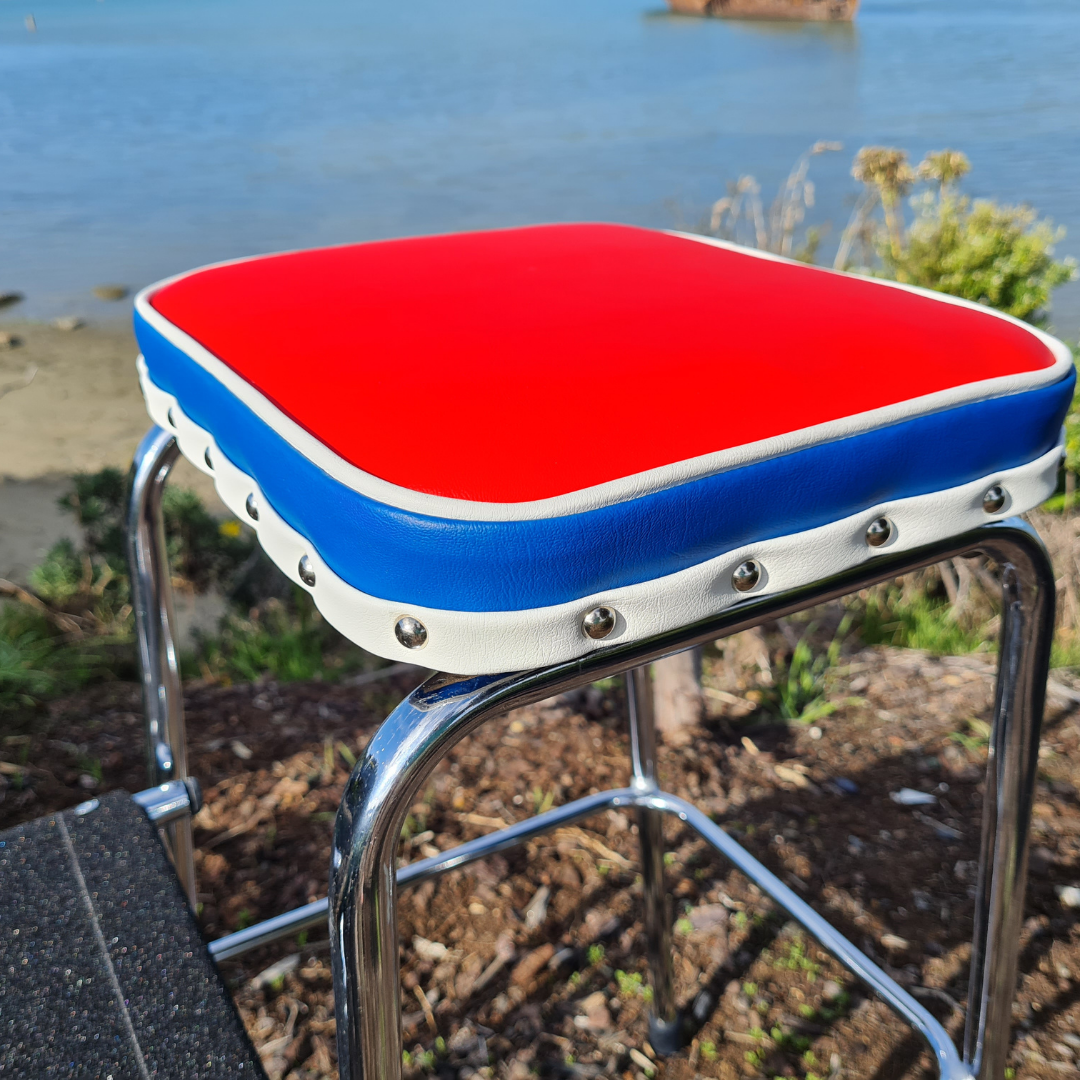 Retro Chrome Step Stool - Seat Drop down steps