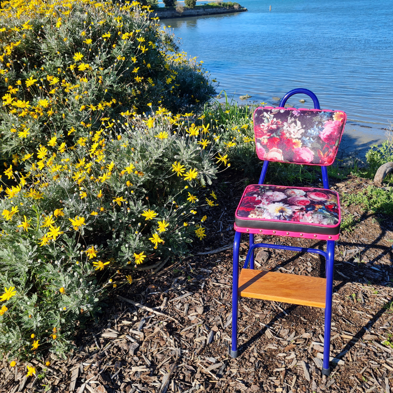 Retro painted Step Stool - Seat - Wooden Steps