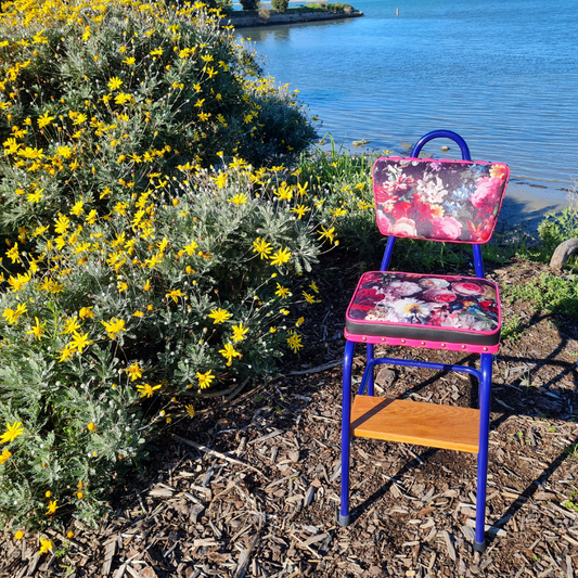 Retro painted Step Stool - Seat - Wooden Steps