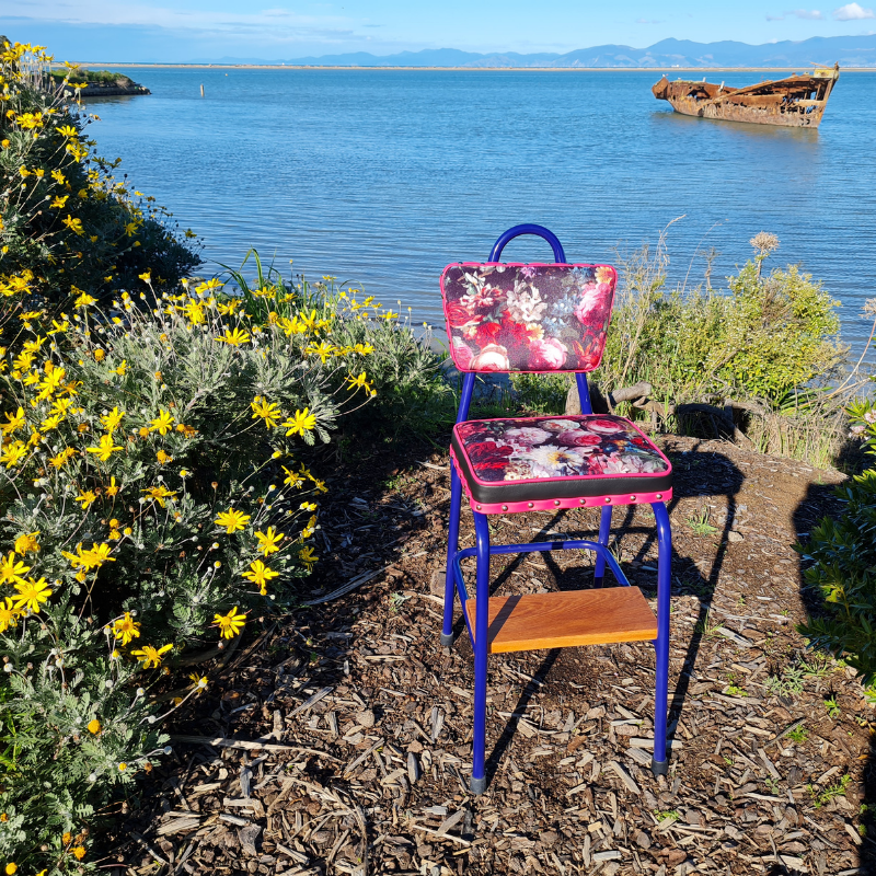 Retro painted Step Stool - Seat - Wooden Steps