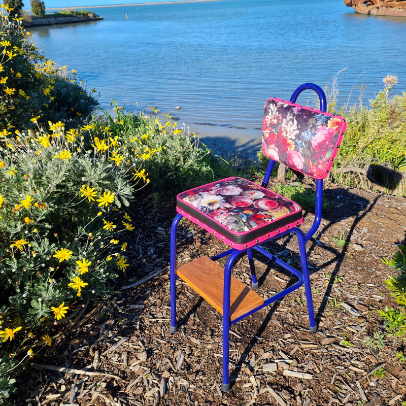 Retro painted Step Stool - Seat - Wooden Steps