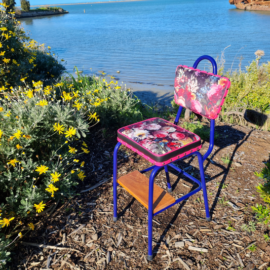 Retro painted Step Stool - Seat - Wooden Steps