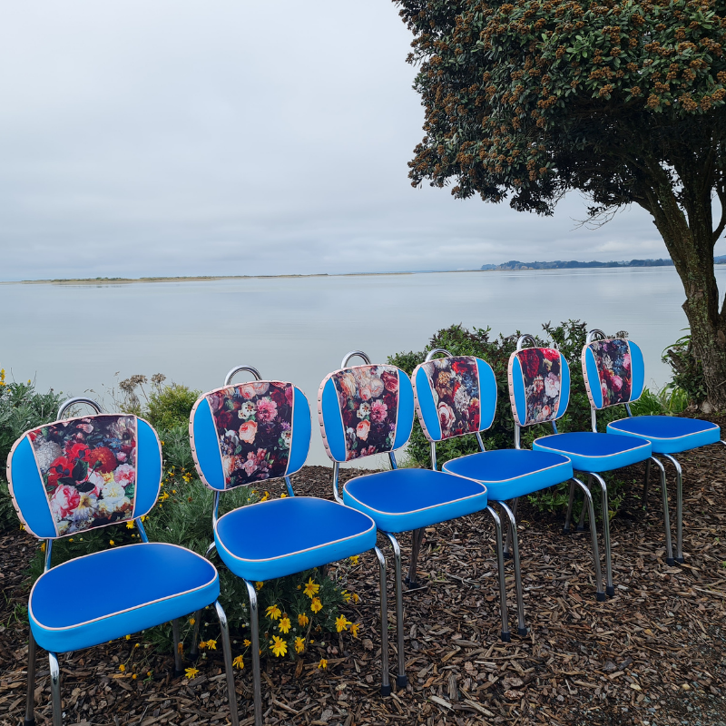 Retro Kitchen Chair's- Flower bomb set of 6