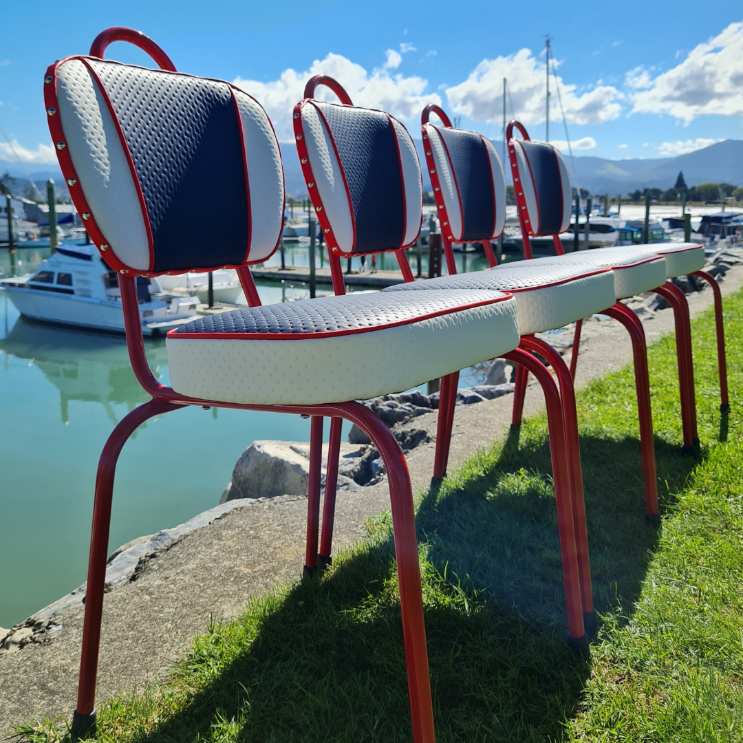 Red set of 4 retro chairs