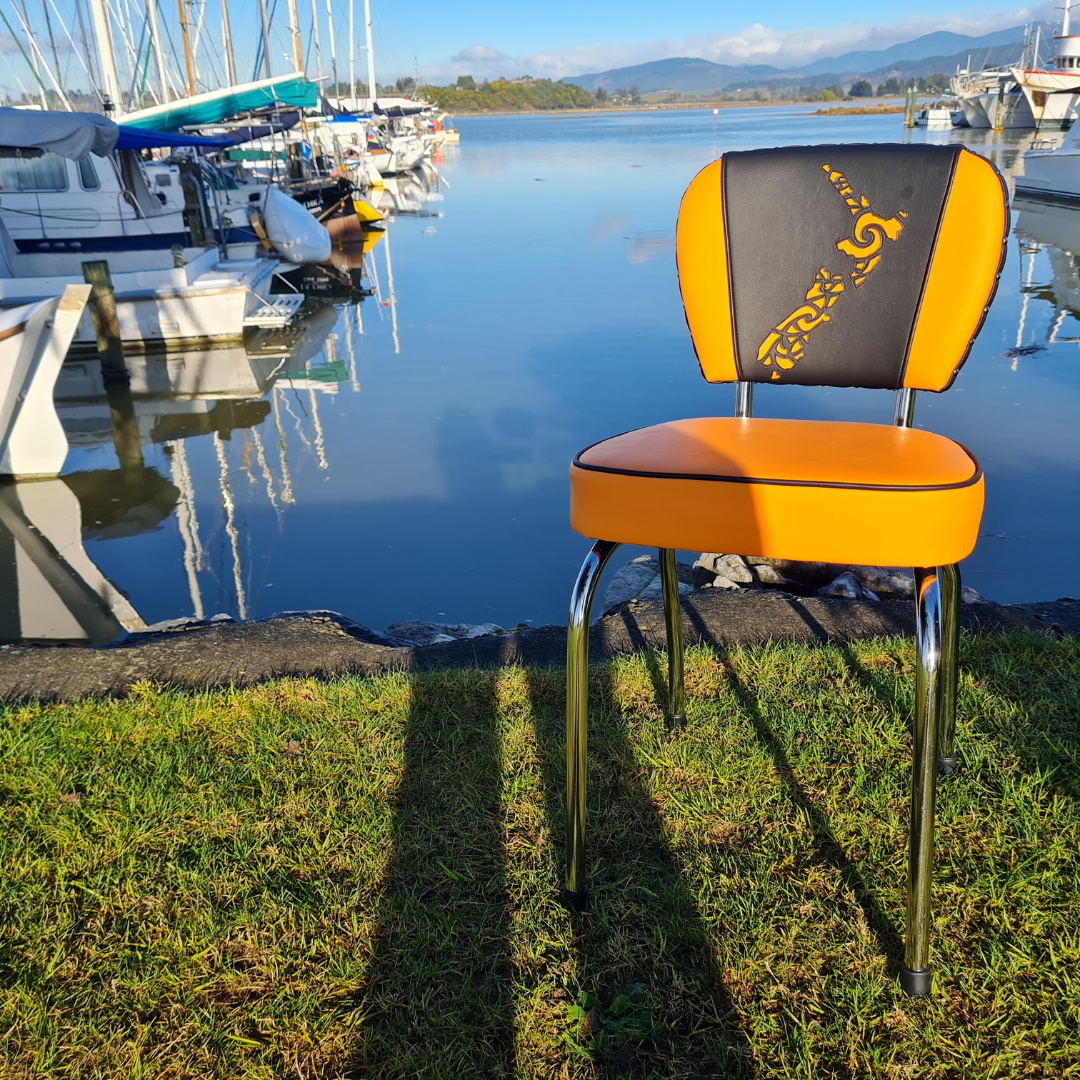 Retro Kitchen Chair - Map of NZ tribal design