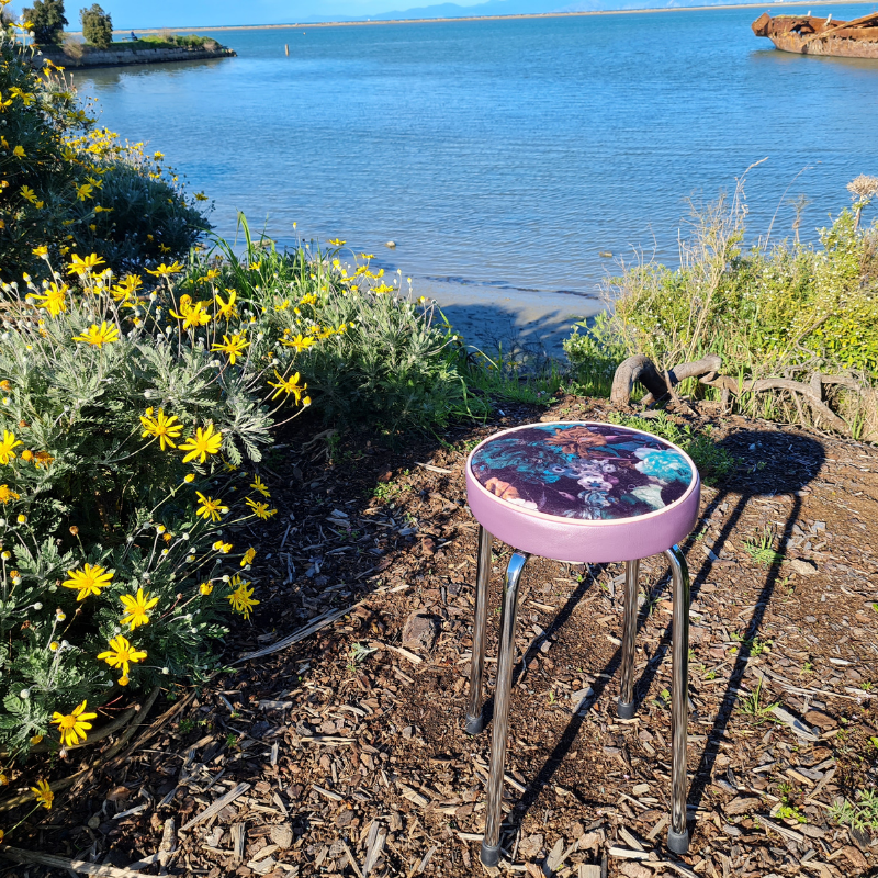Retro Chrome Stool - Seat