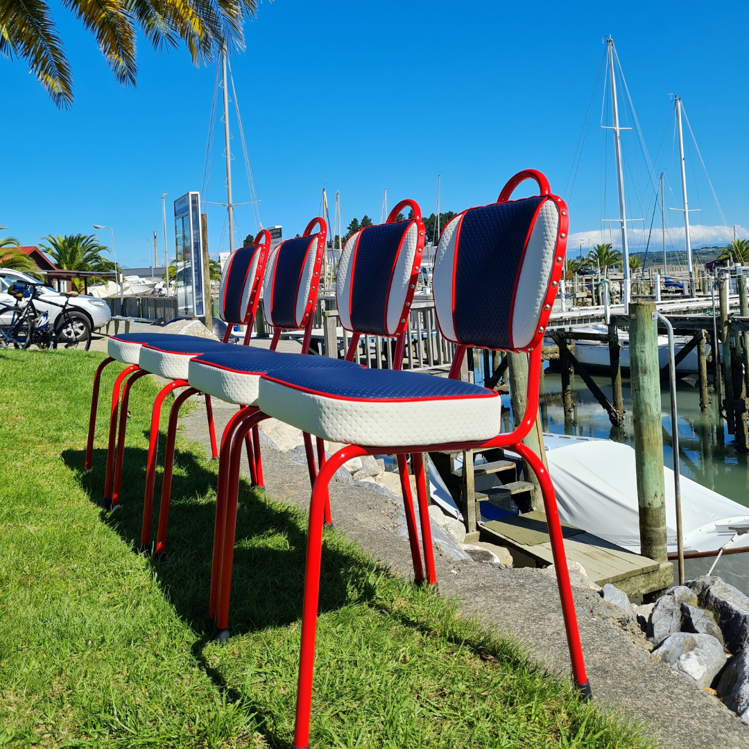 Red set of 4 retro chairs