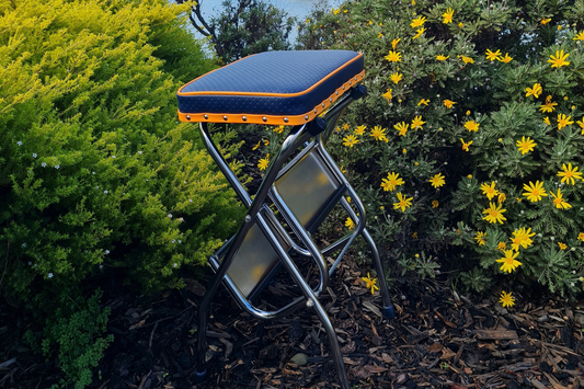 Retro Chrome Stool - Seat - scissor legs