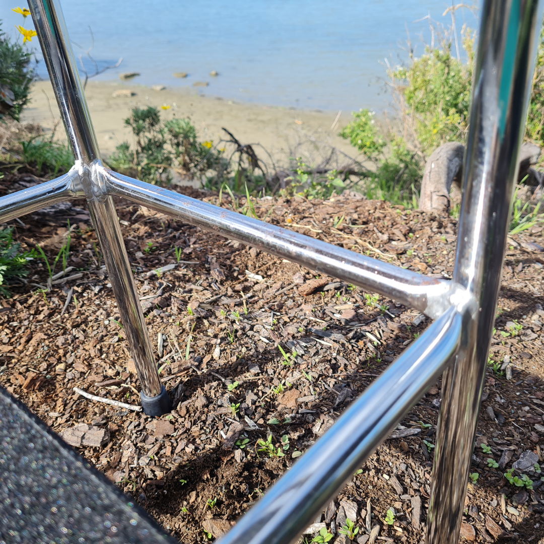 Retro Chrome Step Stool - Seat Flower Bombed Purple