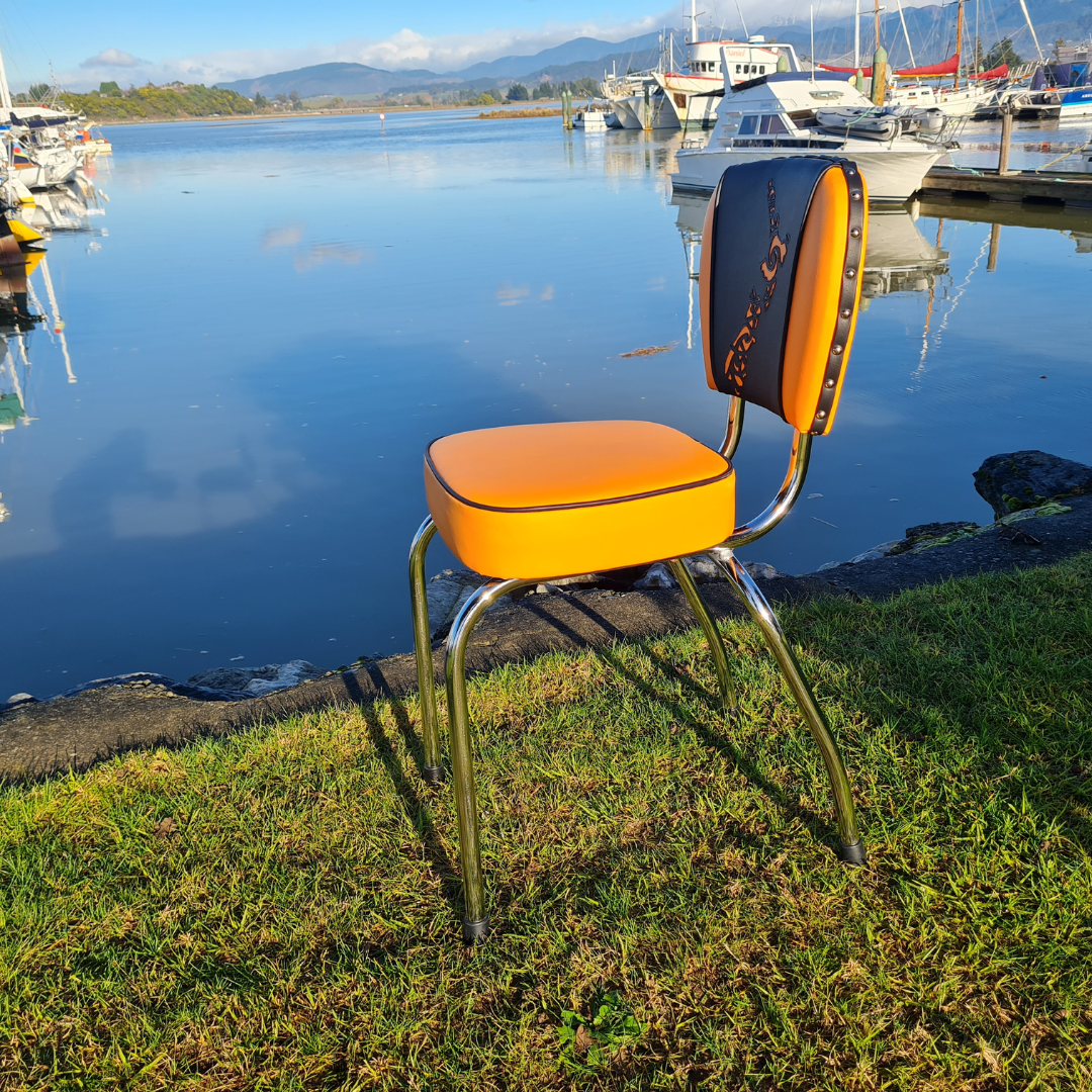 Retro Kitchen Chair - Map of NZ tribal design