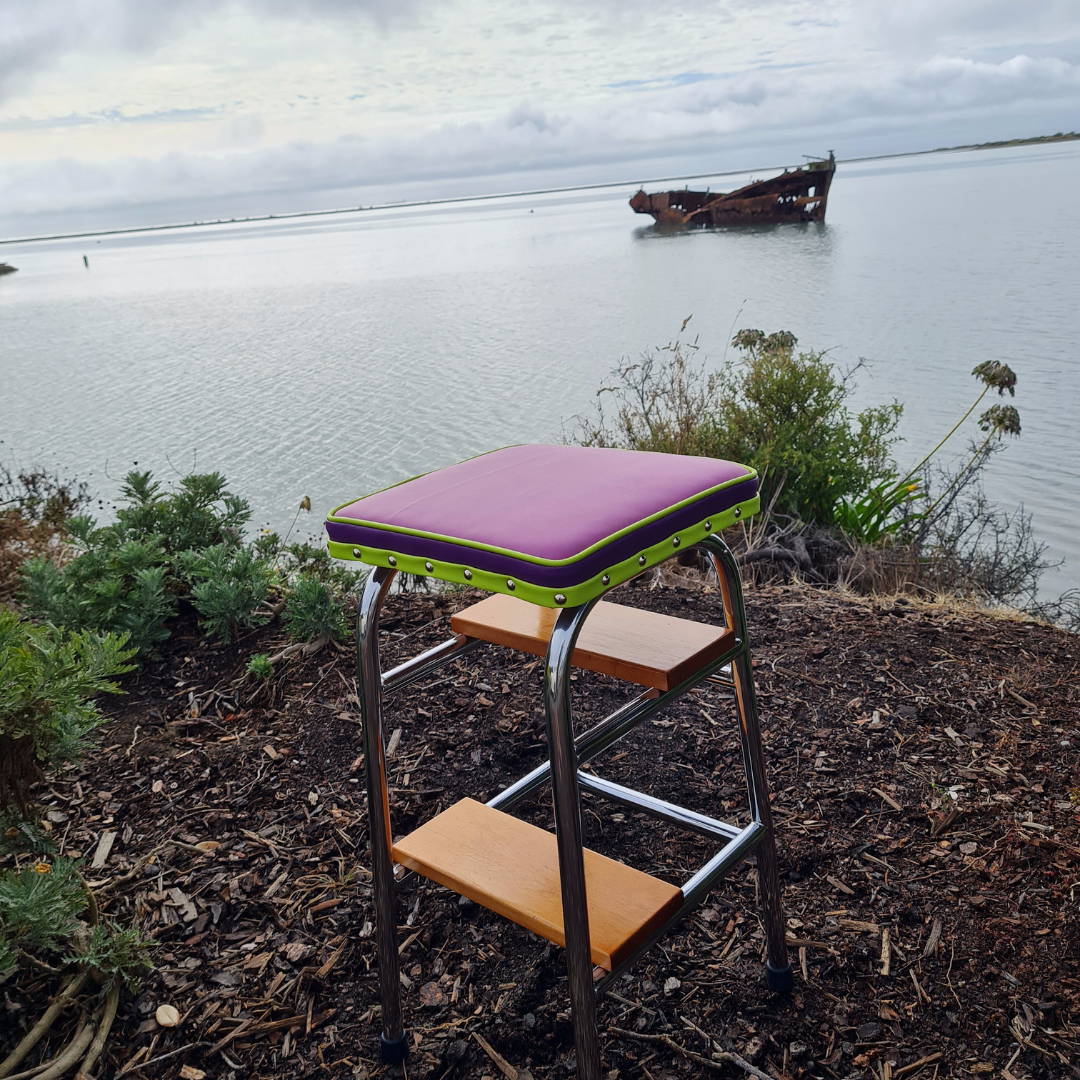 Retro Chrome Step Stool - Seat