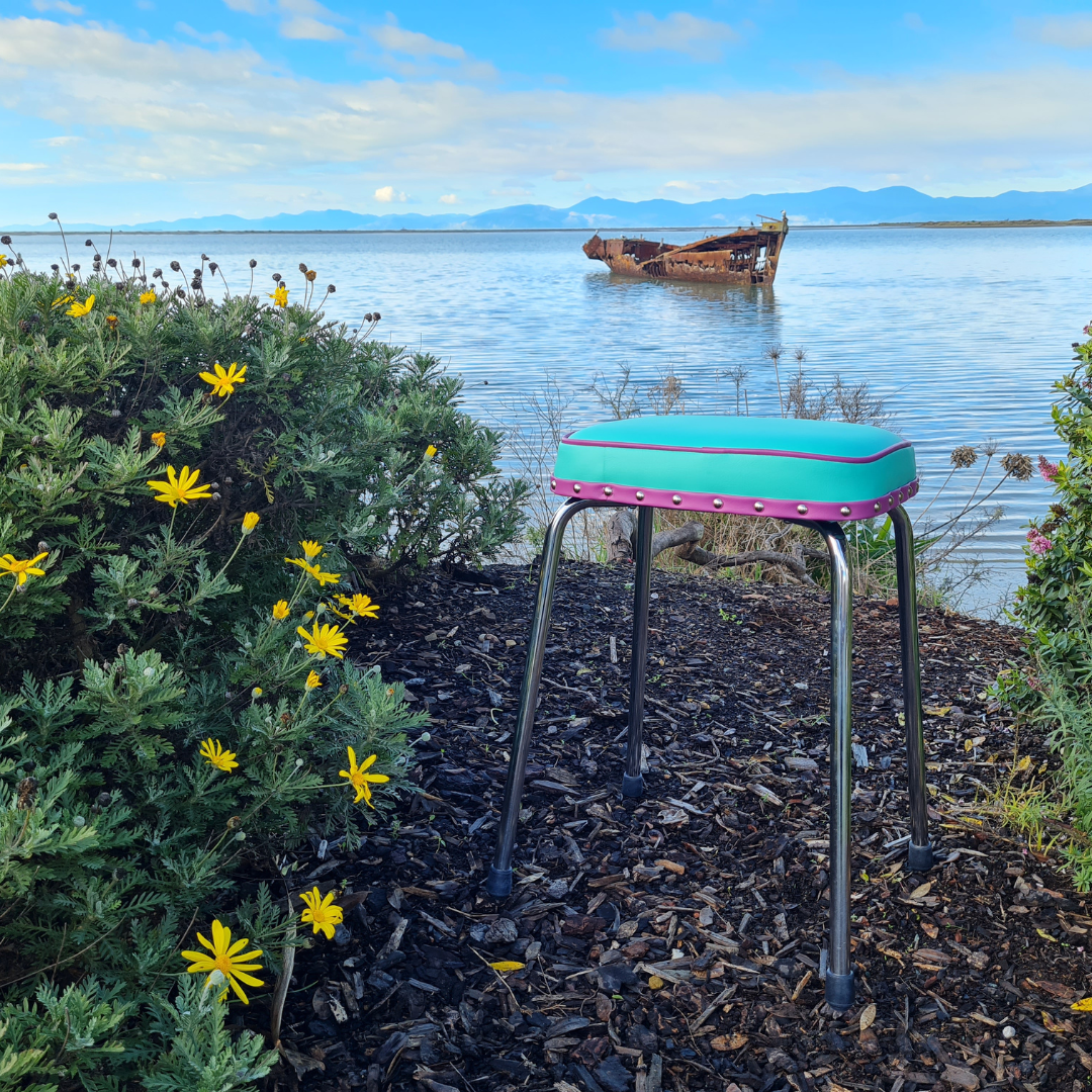 Retro Chrome Stool - Seat