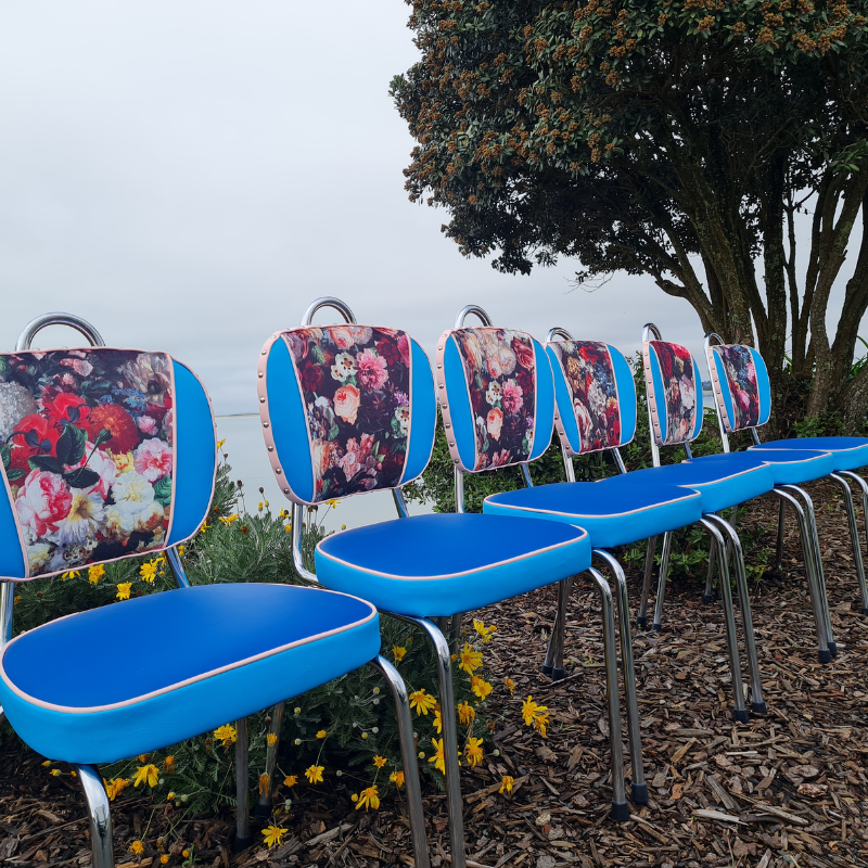 Retro Kitchen Chair's- Flower bomb set of 6
