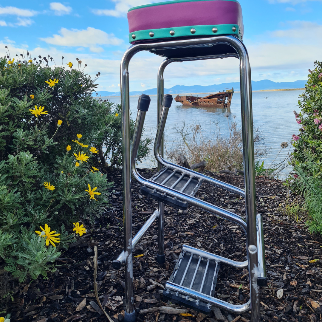 Retro Chrome Step Stool - Seat