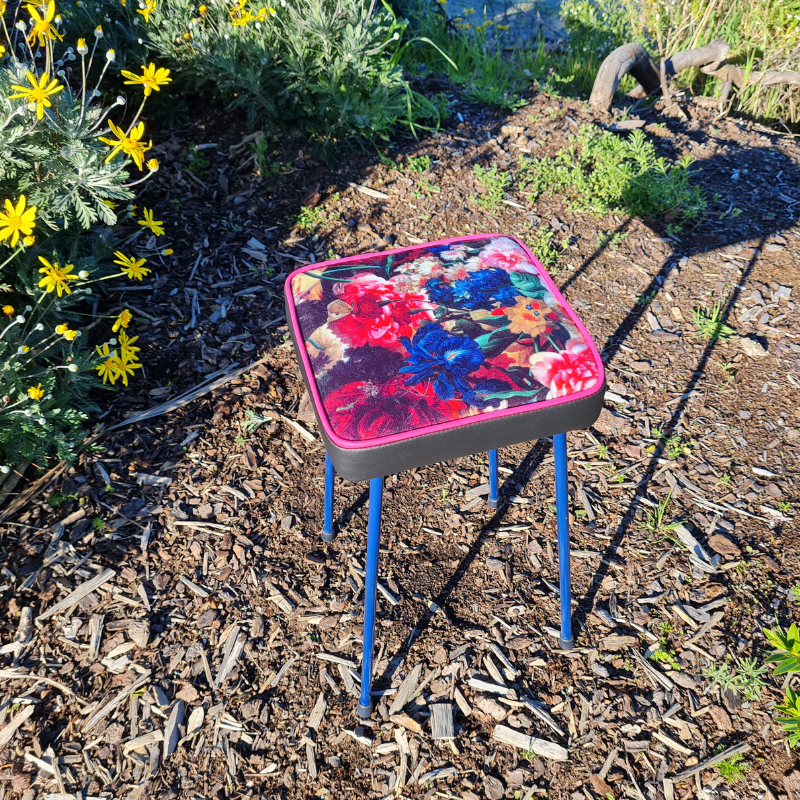 Freshly Painted Stool - Seat - Flowerbomb