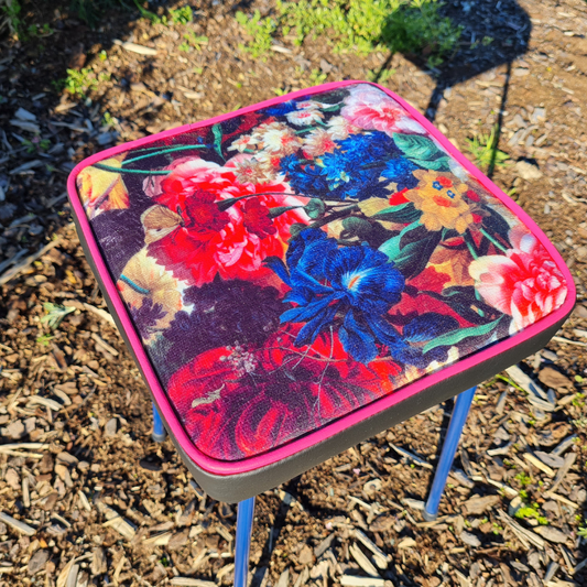 Freshly Painted Stool - Seat - Flowerbomb