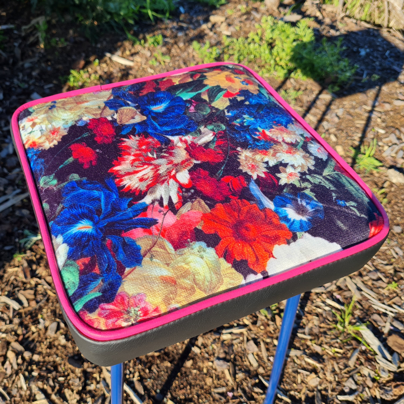 Freshly Painted Stool - Seat - Flowerbomb