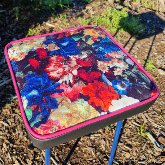 Freshly Painted Stool - Seat - Flowerbomb