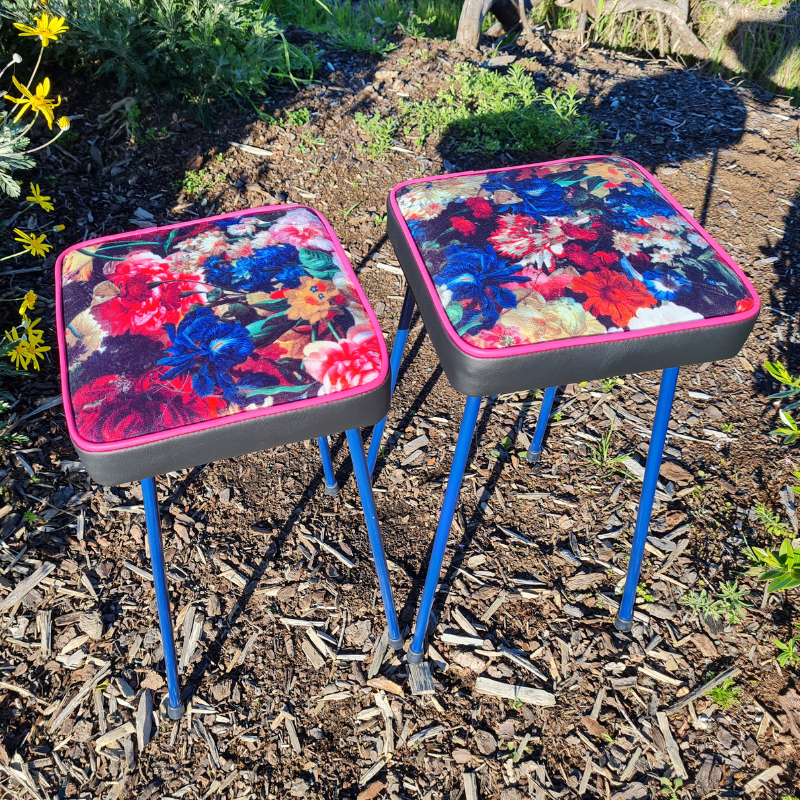 Freshly Painted Stool - Seat - Flowerbomb