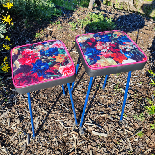 Freshly Painted Stool - Seat - Flowerbomb