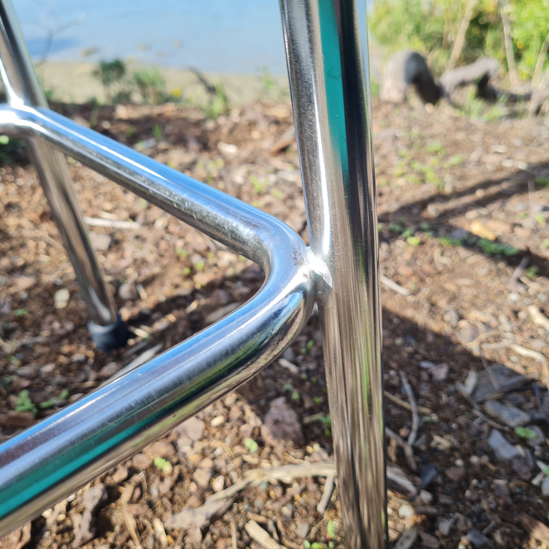 Retro Chrome Step Stool - Seat Flower Bombed Teal