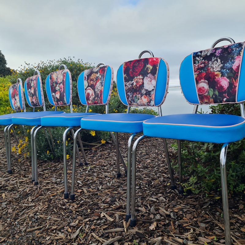 Retro Kitchen Chair's- Flower bomb set of 6