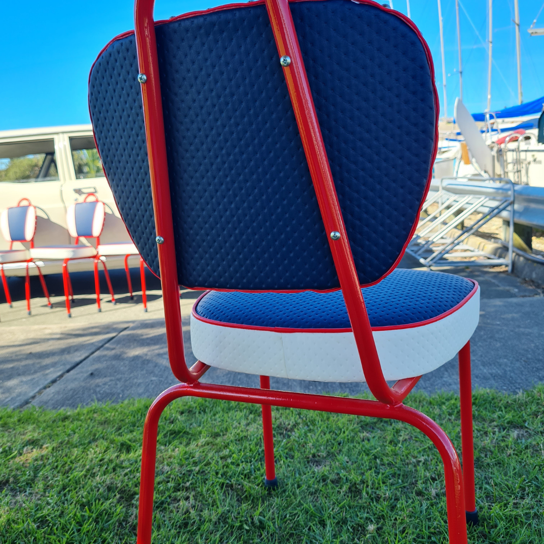 Red set of 4 retro chairs