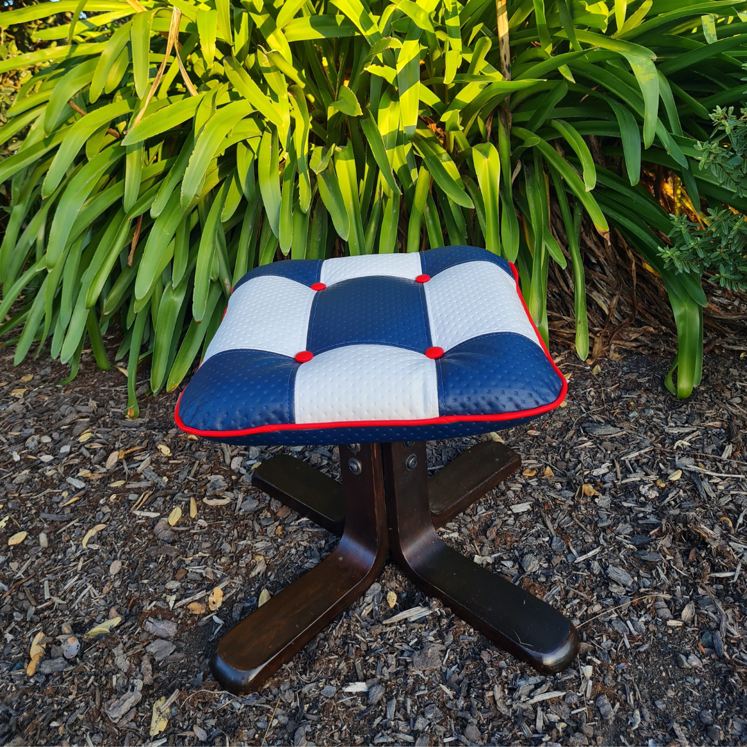 Footstool with wooden legs