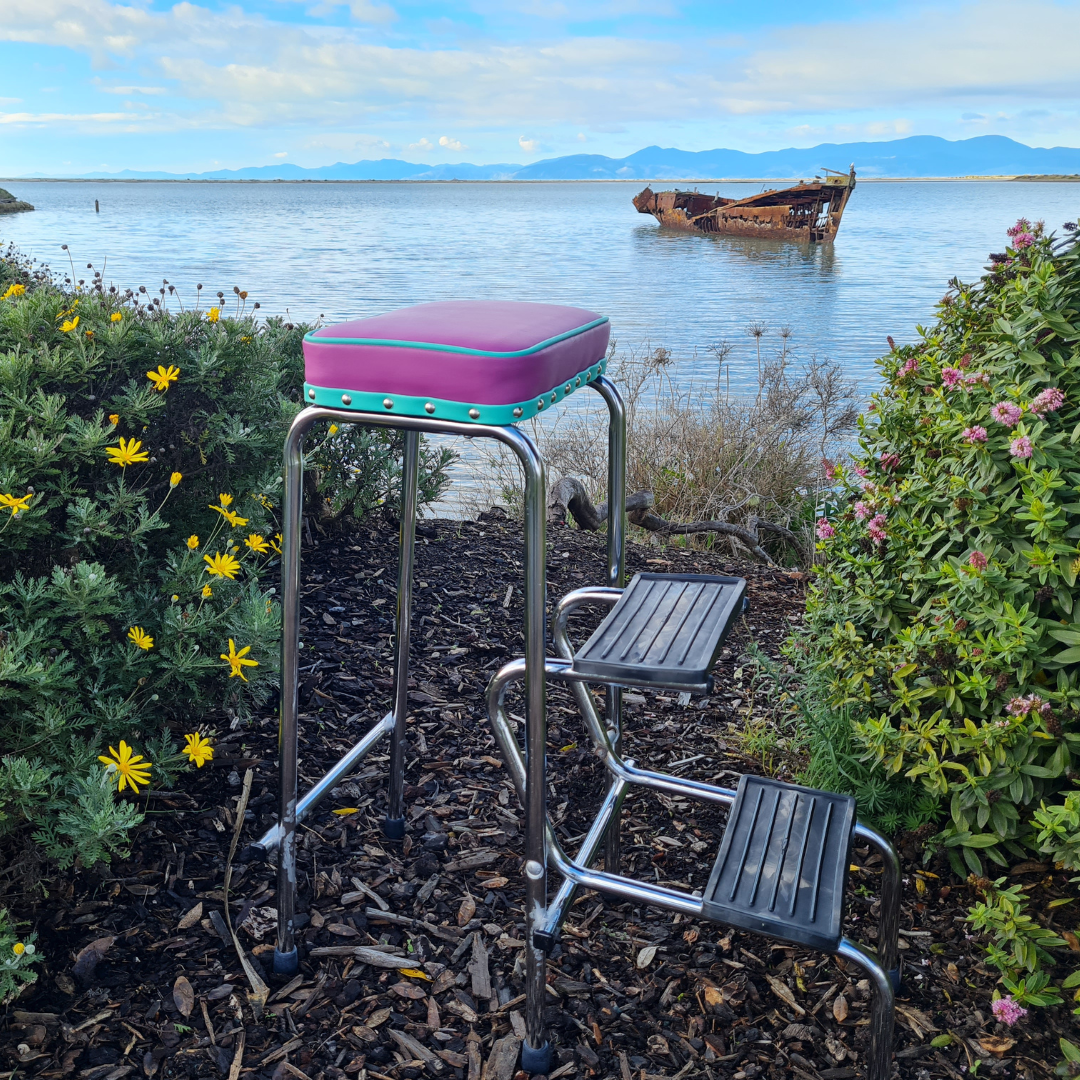 Retro Chrome Step Stool - Seat
