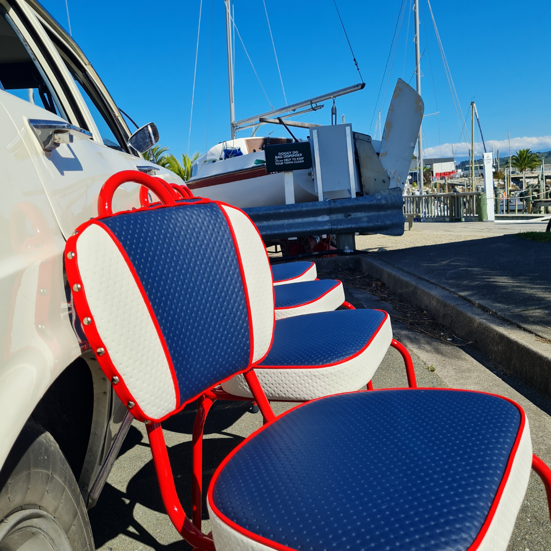 Red set of 4 retro chairs