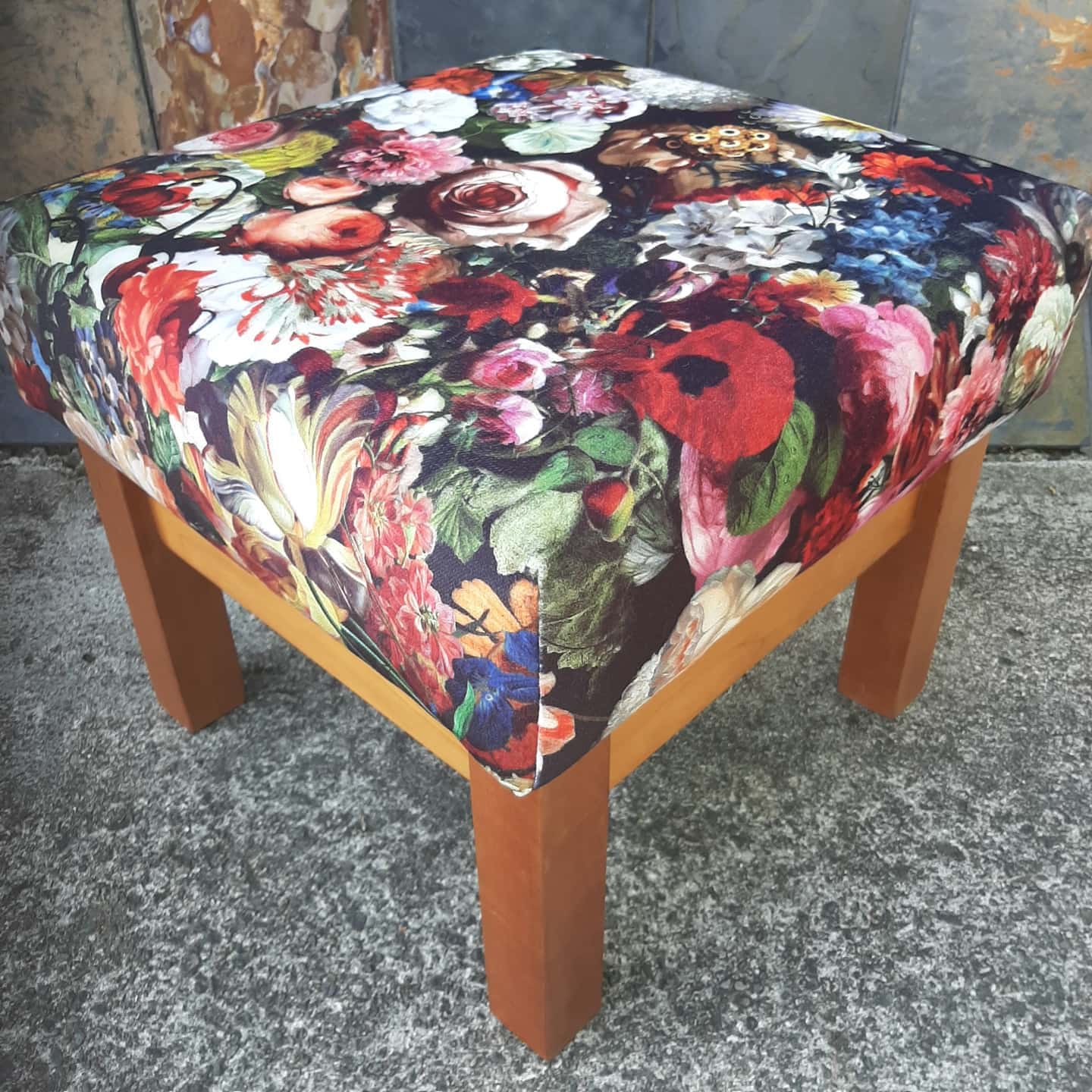 Footstool Macrocarpa Wooden Base