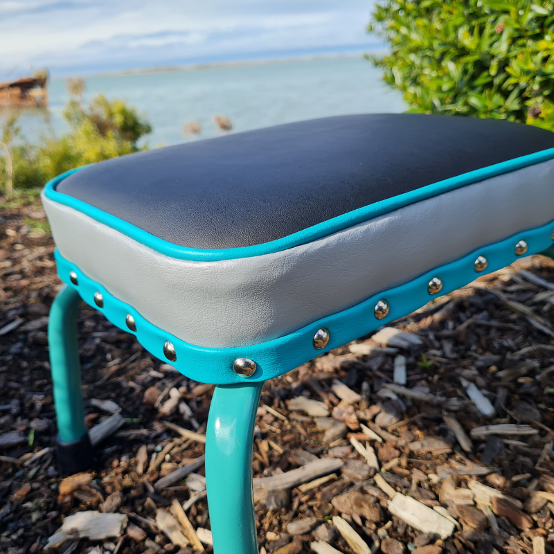 Retro Painted Pair off Kitchen Chairs - and foot rest