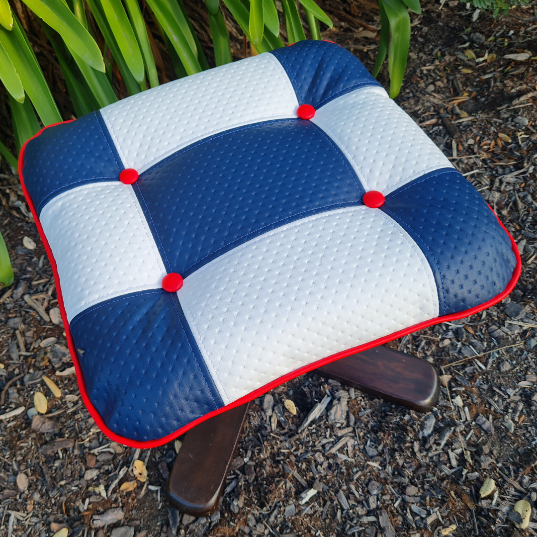 Footstool with wooden legs
