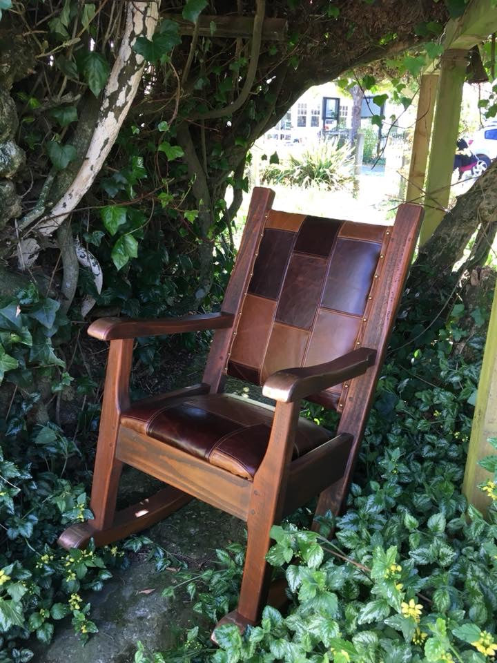 Leather Top Stitched Rocking Chair